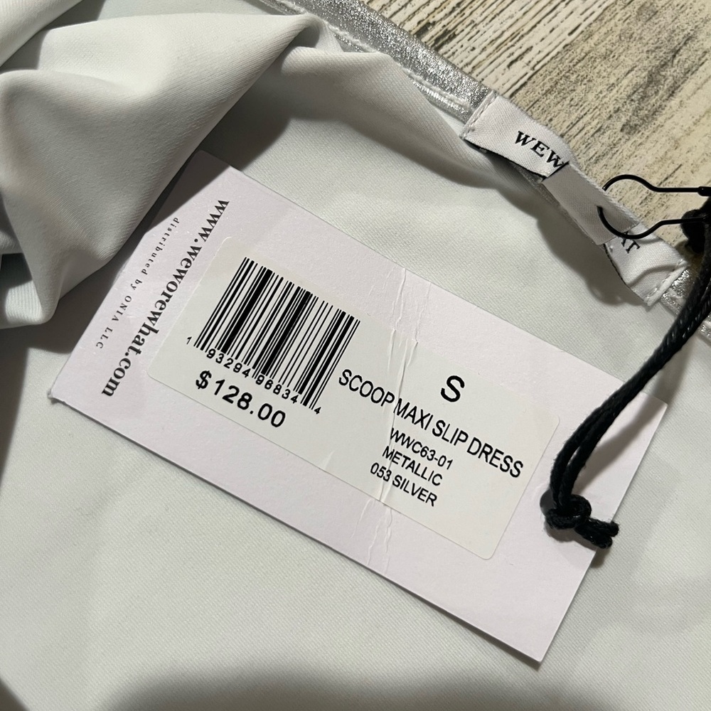 Revolve We Wore What Scoop Maxi Slip Silver Dress Small Petite NWT - Picture 6 of 11